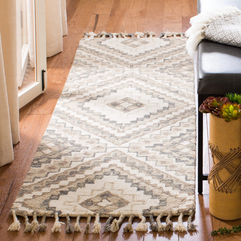 Tapis à motif sud-ouest en laine touffeté à la main Bridgette, Tapis de couloir 2 pi 3 po x 7 pi