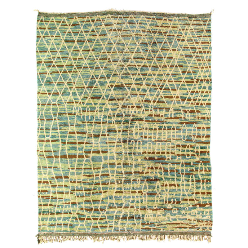 Tapis unique bleu clair de 13 pi x 11 pi 5 po
