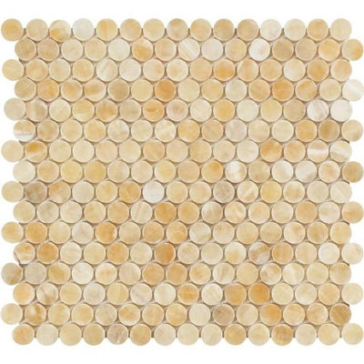 Carrelage mosaïque rond en pierre naturelle miel