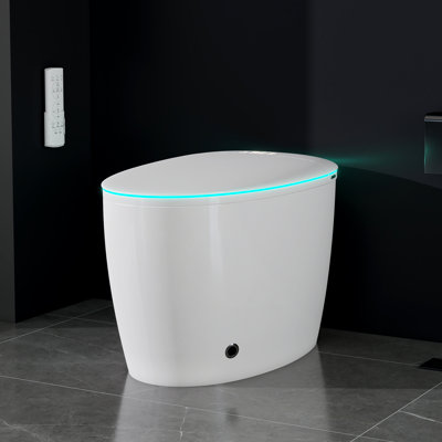 Smart Bidet Toilet with Auto Open/Close Lid - Built-in Warm Water Sprayer & Dryer, Heated Seat, Foam Shield + Auto Dual Flush | Foot Sensor, LED Display, Night Light for Bathroom Comfort