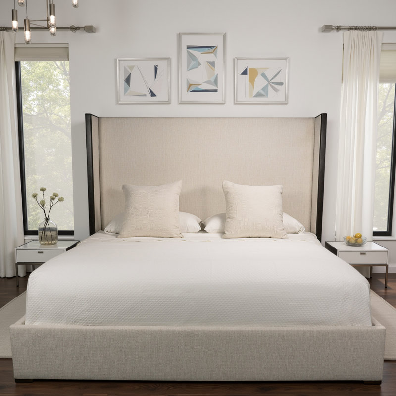 Elyse Wingback Bed, King, Off White
