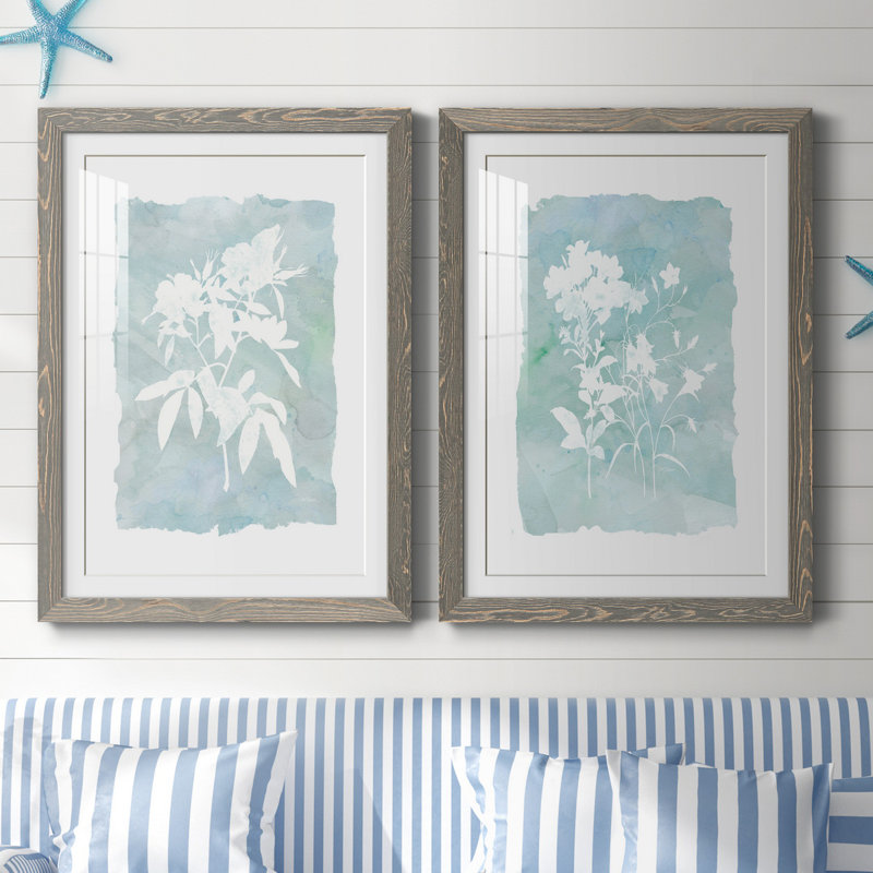 Silhouette Botanical III - ensemble de 2 reproductions, Cadre en papier gris, Blanc, H 37,5 po x l 55 po x P 1,5 po