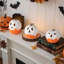 Décorations d'Halloween, ensemble de 3 citrouilles fantômes illuminées, décoration d'Halloween mignonne pour la cheminée