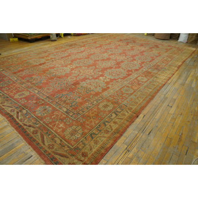 Tapis Oushak antique de grande taille rustique