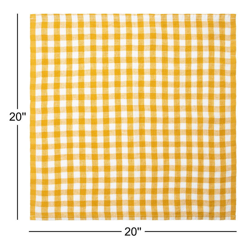 Alessandro Linen Square Napkins, Mustard