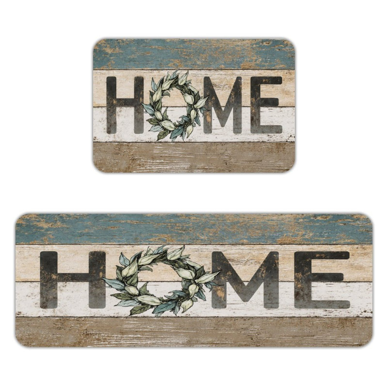 Minimalist Solid Tone, 2 Count Non Slip Kitchen Mats