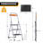 3 Step Ladder Folding Stool with Tools Tray, Wide Platform Steps, Non-Slip Feet, 330 lbs Capacity
