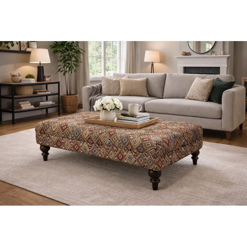 Plain Top Woven Tapestry Coffee Table Ottoman 65 x 80 cm - Moderno Merida, Gemstone