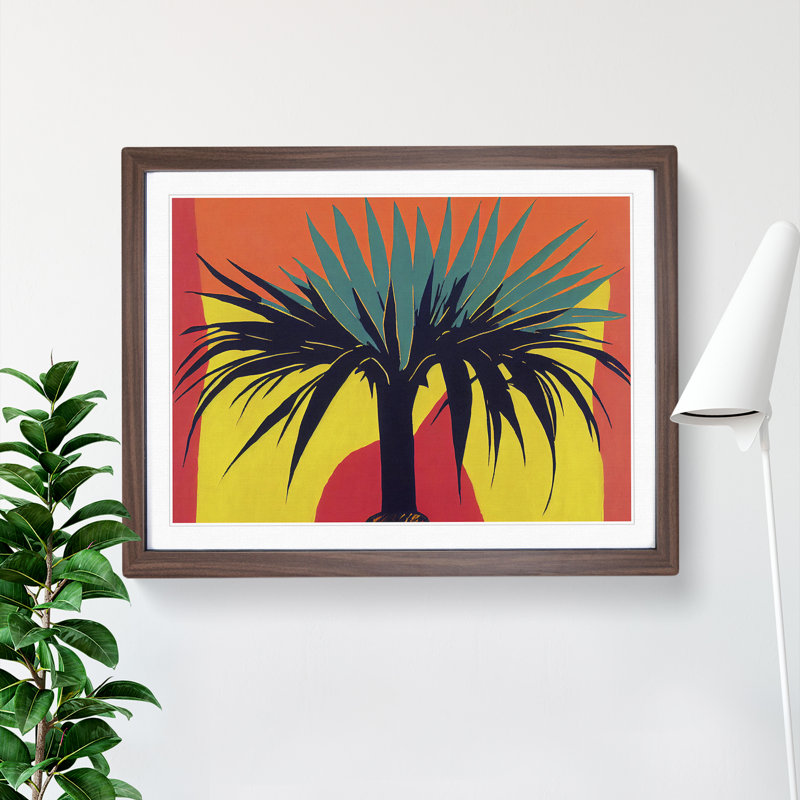 Abstract Palm Tree - Framed Print, 25cm H x 34cm W x 2cm D, Walnut