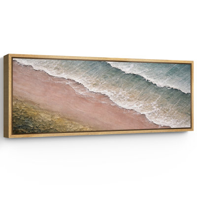 Ocean Shore Aerial Beach Waves Coastal Wall Decor Extra Large Pictures Framed Canvas Print Wall Art