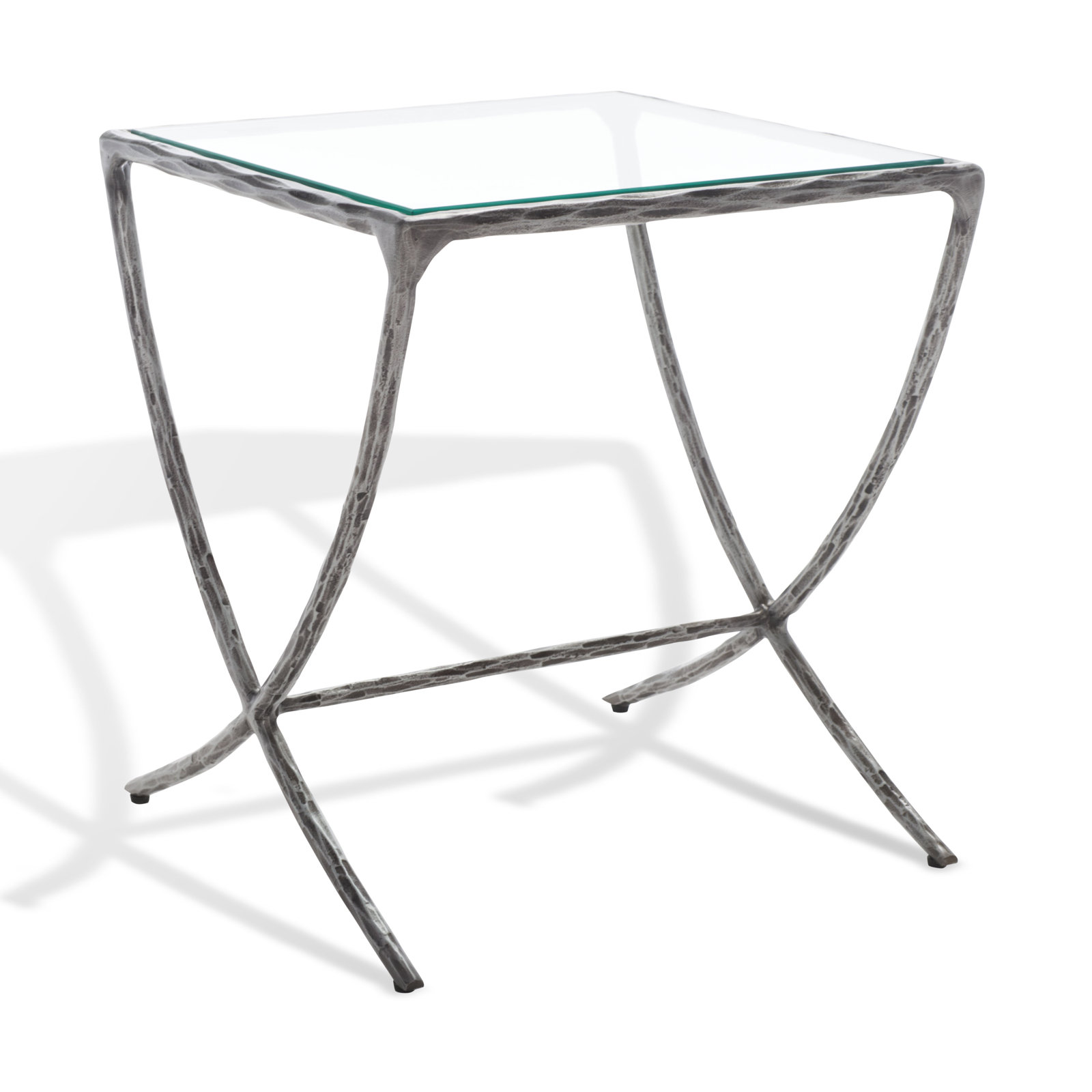 Evelynn Glass End Table, Silver