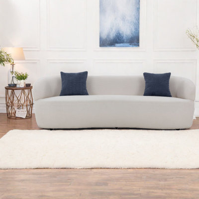 Spacious Modern Sofas, Boucle Upholstered, Curved Design For Home & Office