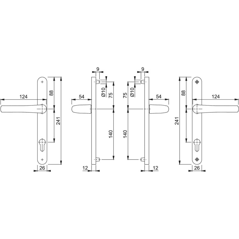 Keyed Right Hand Door Handle, Diamond White