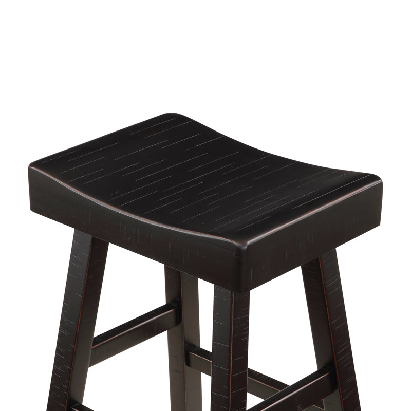 Ensemble de 2 tabourets à hauteur de comptoir de style transitionnel, meubles en bois d'hévéa massif, Siège noir / cadre noir