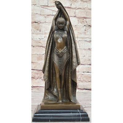 Art Deco Russian Dancer Bronze Statue Demetre Chiparus Sculpture Marble 14 Inches X 6 Inches