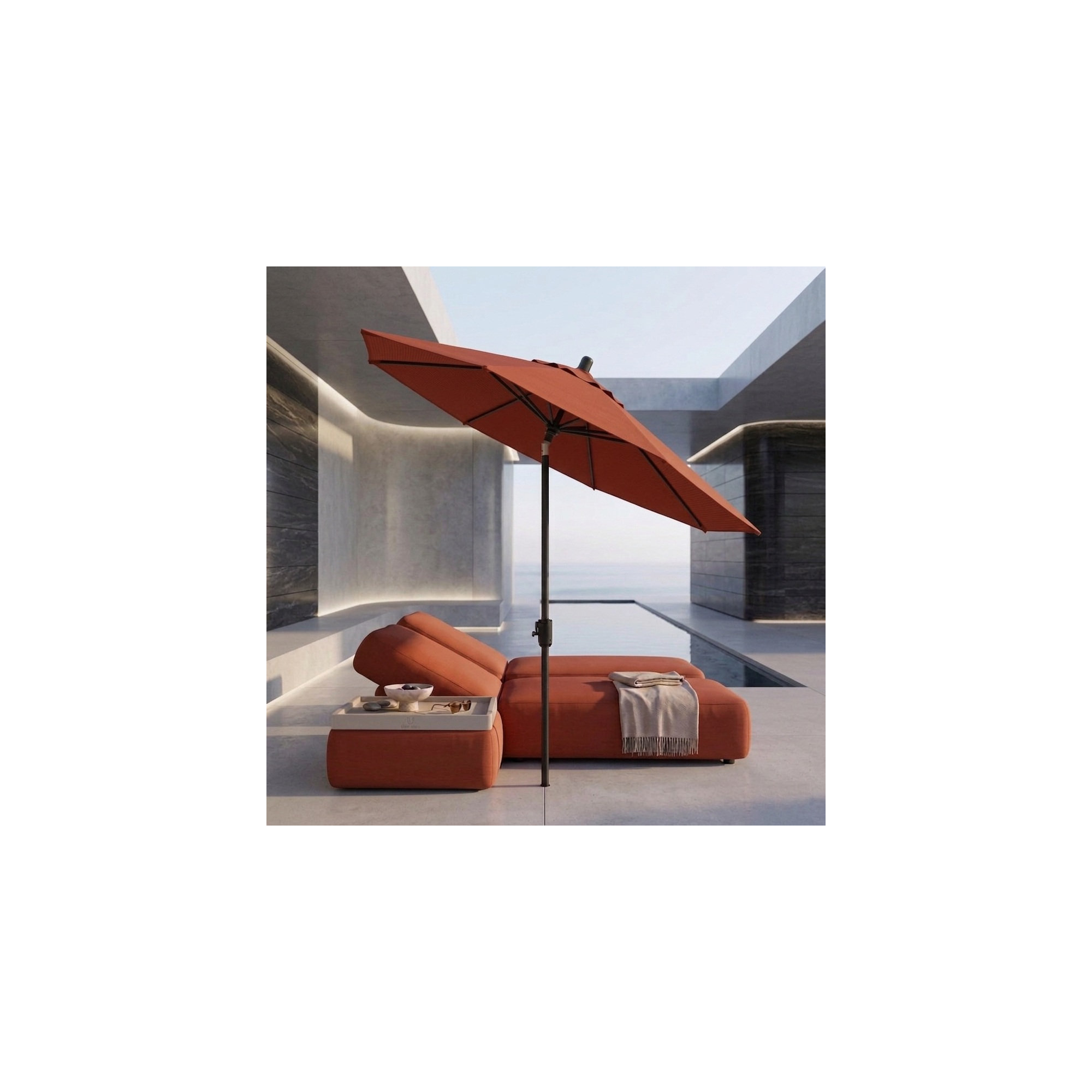 Natalie 8' 8" Market Sunbrella® Umbrella, Canvas Terracotta Sunbrella® Canvas, Starring Gray