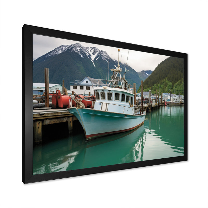 Alaska, ville de pêche de Seward, H 16 po x l 32 po x P 1 po, Cadre photo noir
