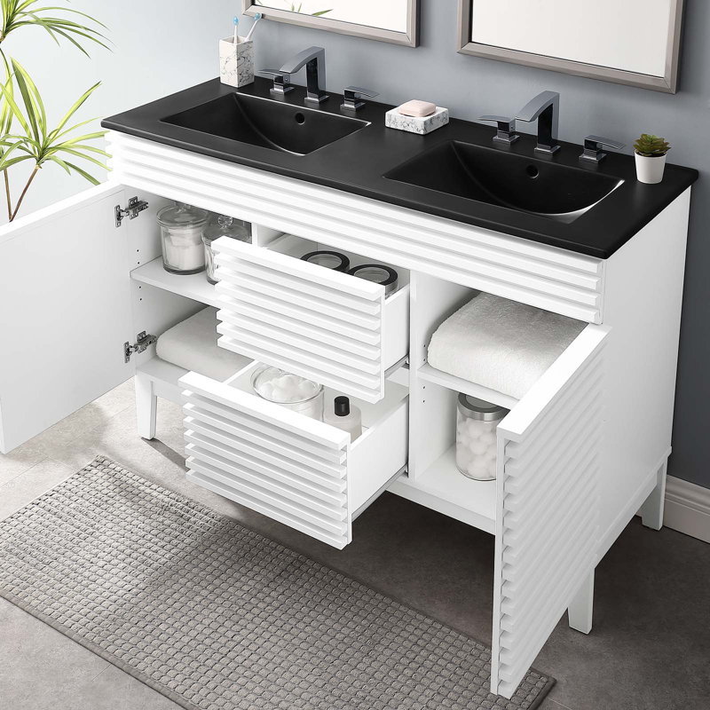 Render 48" Double Sink Bathroom Vanity, White
