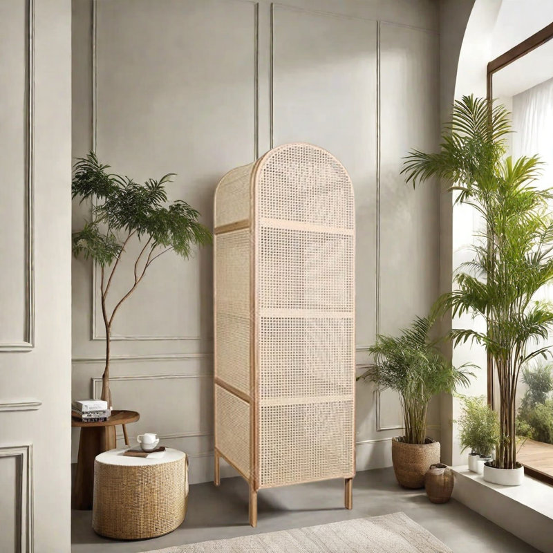 Armoire moderne en rotin, Naturel, H 74,8 po x l 19,69 po x P 22,83 po