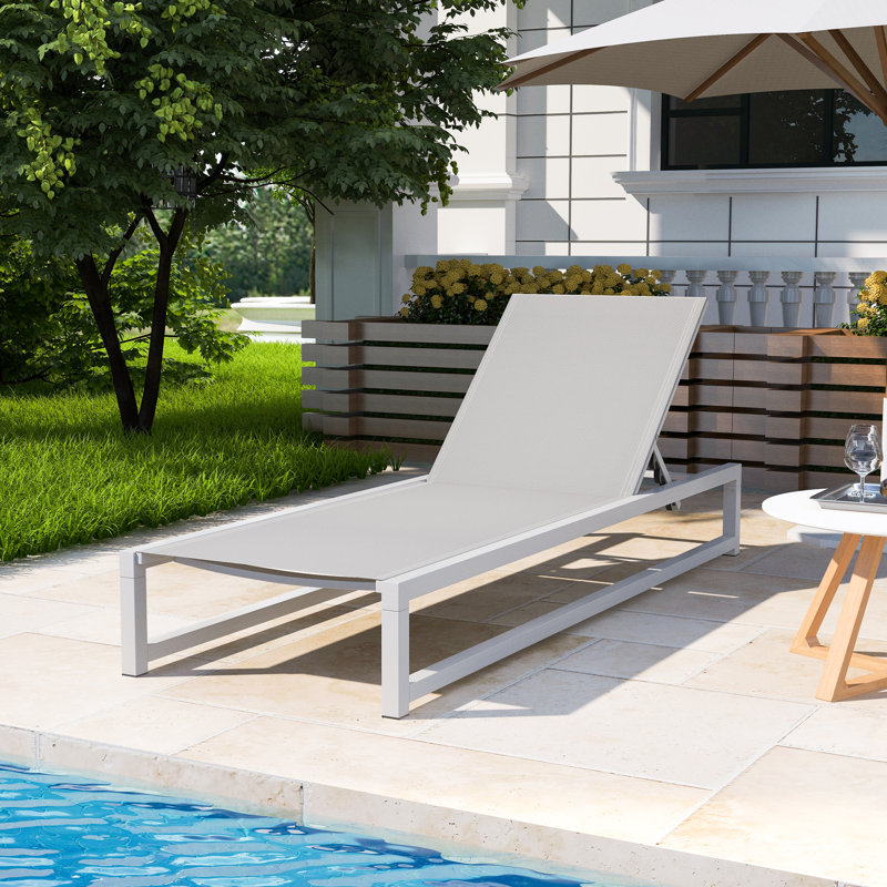 Méridienne inclinable Alliyiah, Gris clair / blanc, 1