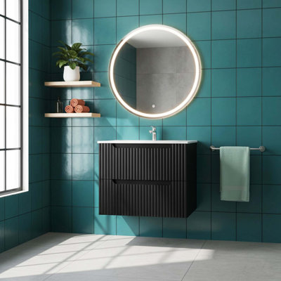Ensemble de meuble-lavabo mural 24 po avec évier flottant, système de fermeture en douceur, 2 très grands tiroirs