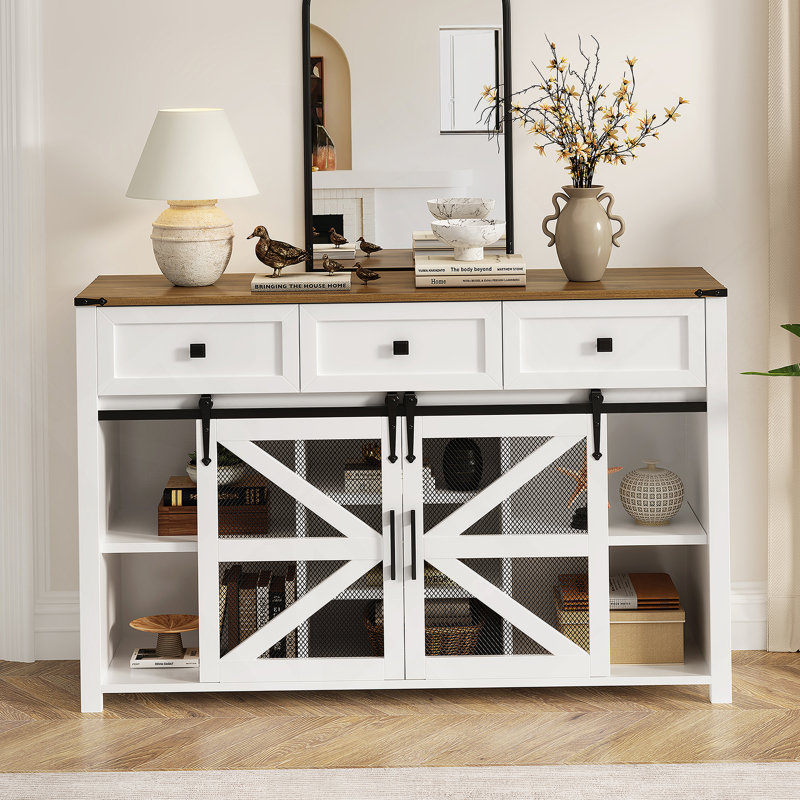 Buffet avec tiroirs, tablettes réglables, armoire d'appoint avec poignées en aluminium pour le salon, la salle à manger