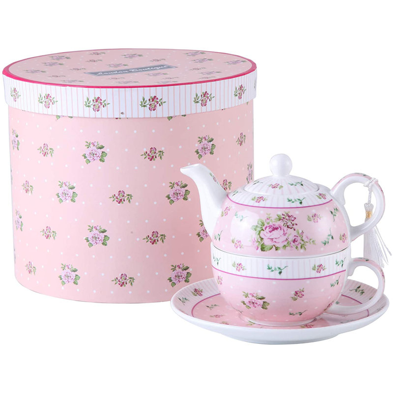 Lily Manor Alemany 0.5ml Stovetop Safe Floral Teapot, Rose Pink