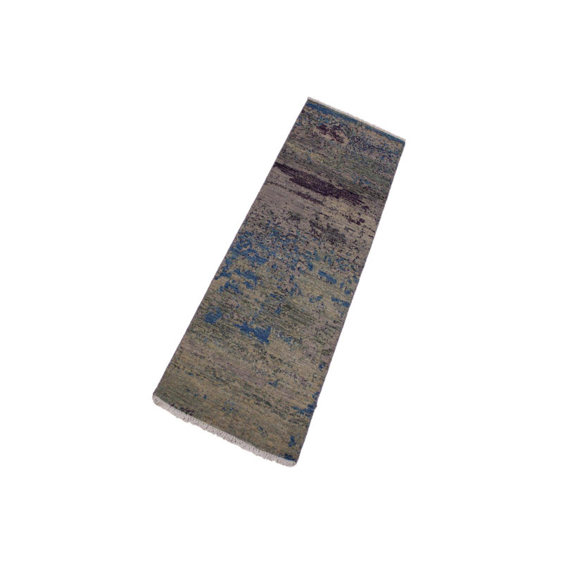 Tapis de couloir d'intérieur brun en laine noué à la main 1 pi 11 po x 6 pi 2 po Mckay