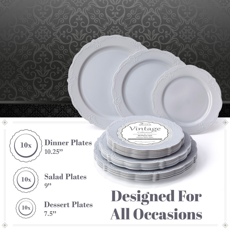 Ensemble de fournitures de partie jetable en plastique à poids lourd, Gris