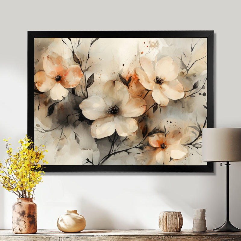 Jabir - Floral Wall Art, Reproduction encadrée d'une seule photo, H 30 po x l 40 po, Noir