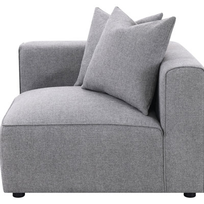 Grey Corner Chair - Modular Seating For Different Home Living Spaces, Tight Seat And Back With Welt Stylistic Features, Down Like Comfort, Legs Non Skid Protective Mechanisms, 27.5 Inches In Height