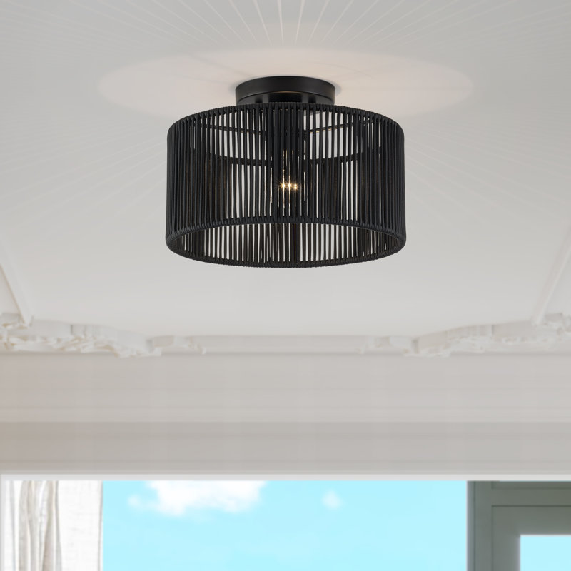 Acordia Black Medium Semi-flush, Black, 8.25" H x 12" W x 12" D, Matte Black