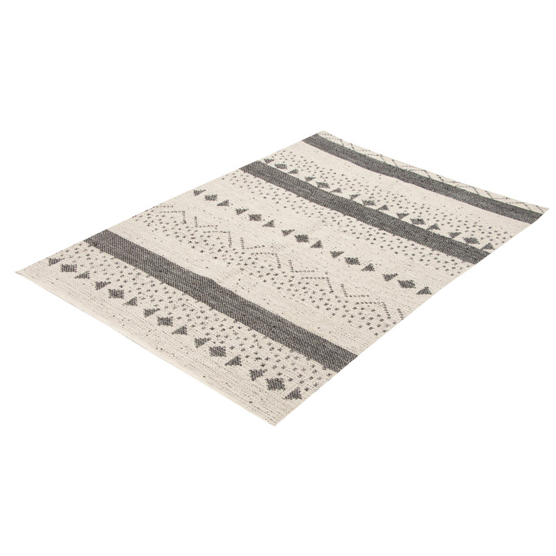 Tapis gris foncé / gris en laine noué à la main de style sud-ouest Albretsen 5 pi 1 po x 7 pi 5 po