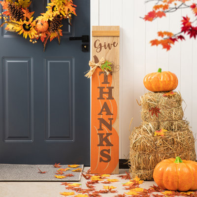 42.00"H Thanksgiving Wooden Pumpkin Porch Sign
