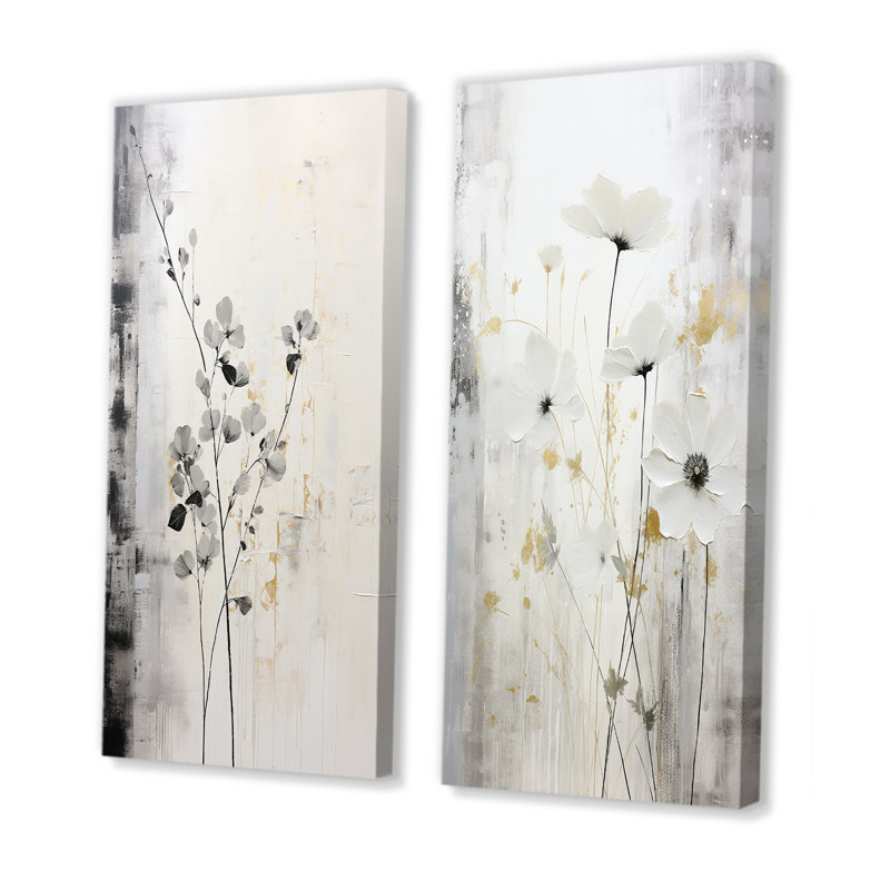 Ensemble de salon gris et blanc Herbal Minimal Harmony - Herbs Wall Art, H 40 po x l 41 po, Toile tendue