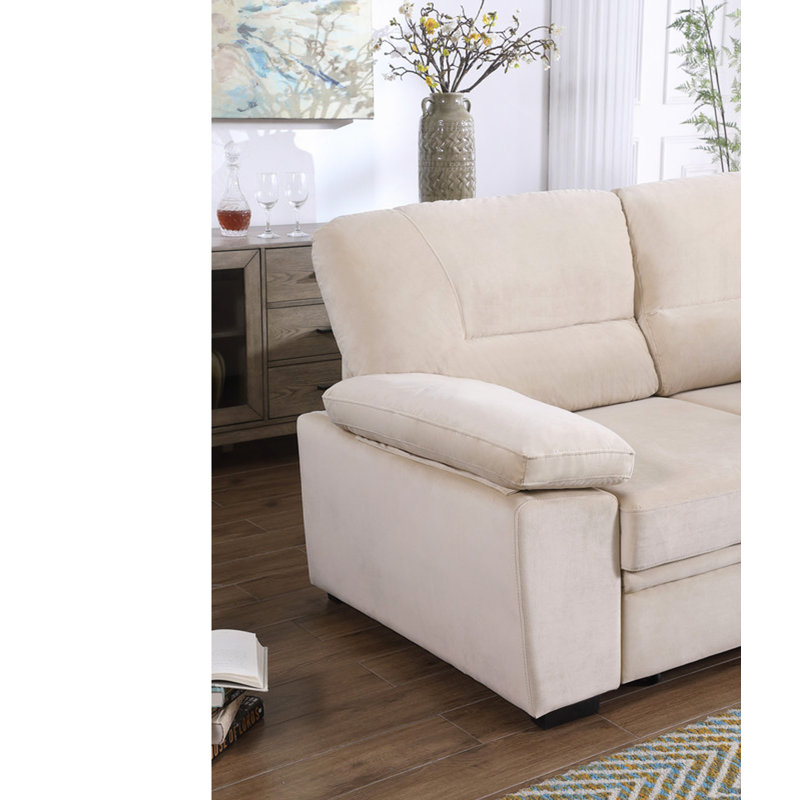 Canapé modulaire, canapé-lit modulaire réversible en tissu de velours de 97,5 po, Beige