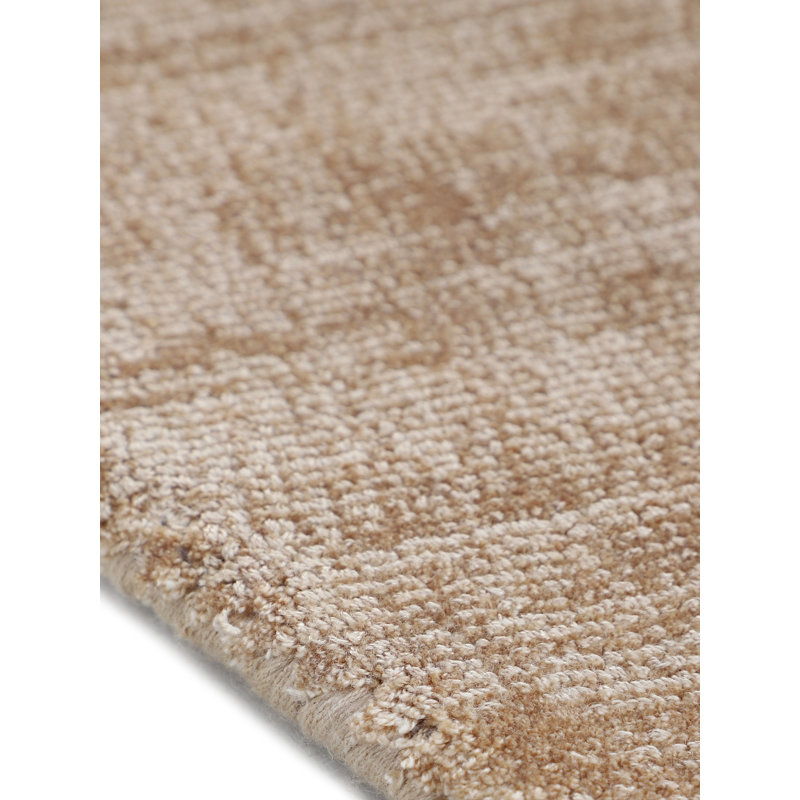Ava Handmade Viscose Silky Solid Soft Beige Rug, Round 200cm