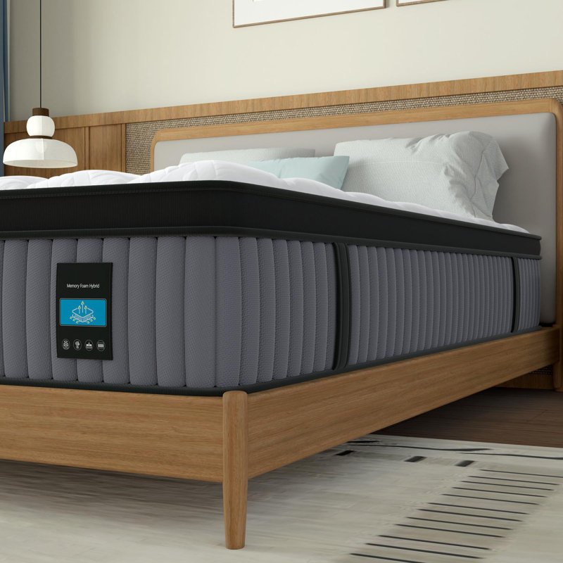 Matelas hybride de 14 pouces pour très grand lit - Mousse à mémoire de forme et lit à ressorts ensachés - Refroidissement, soulagement de la pression, soutien du dos et des hanches - Matelas ergonomique de luxe