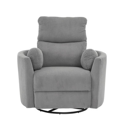40″ Wide Power Swivel Recliner with USB Charging – Corduroy Glider Barrel Chair