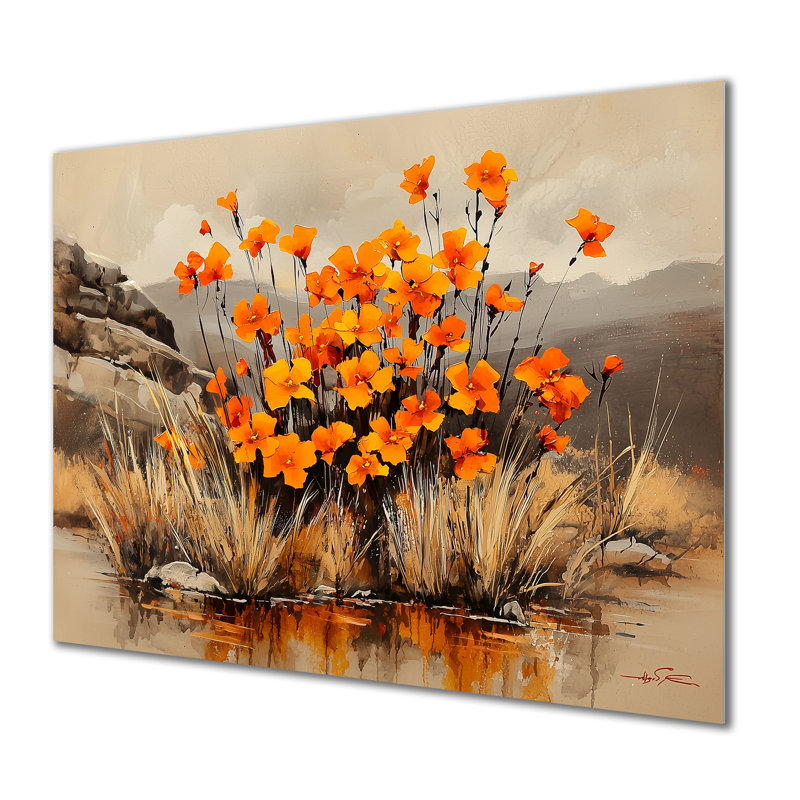 Finger Florals By The Pond - Botanicals Metal Wall Decor, Modern Metal Print, 30" H x 40" W