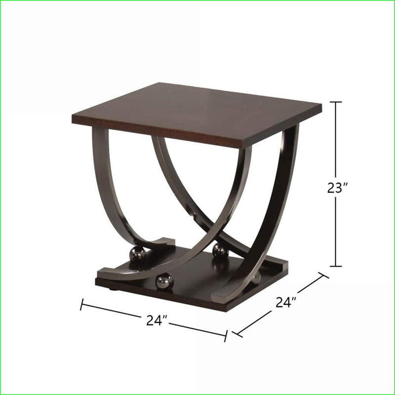 Table basse carrée peu encombrante avec finition en nickel noir - polyvalente pour les salons