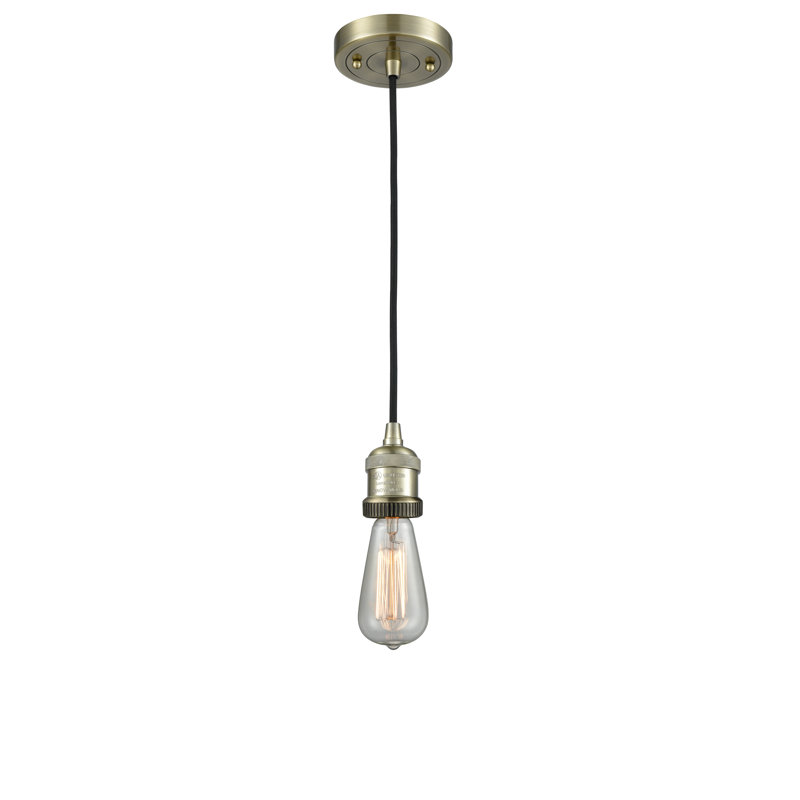 Luminaire suspendu à 1 lumière Plourde, Laiton antique, Ampoule DEL 6 watts Vinage