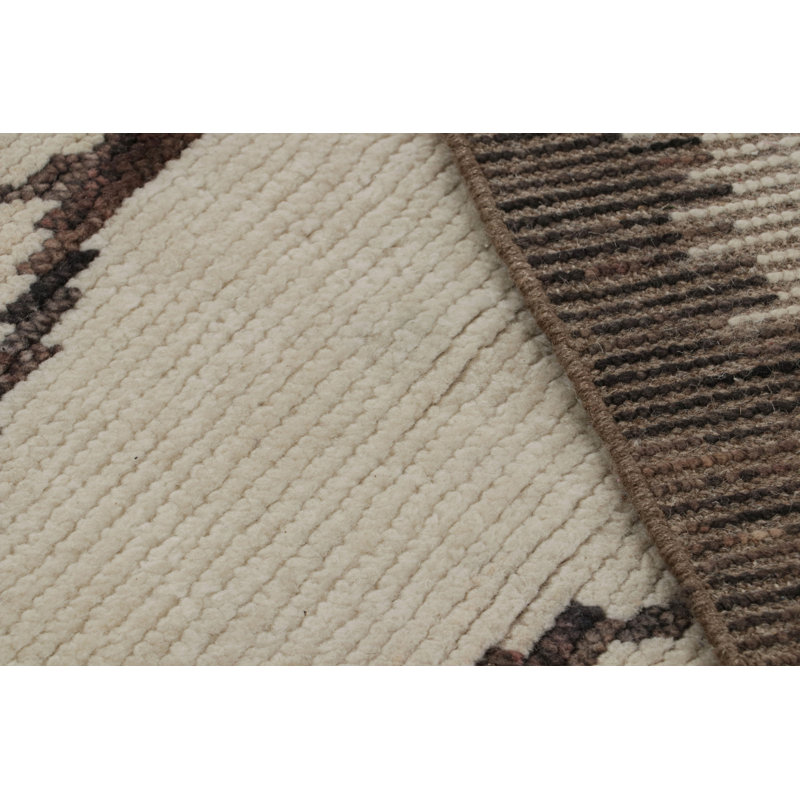 Moroccan Hand Knotted Silk Geometric Area Rug, Rectangle 6' x 8'