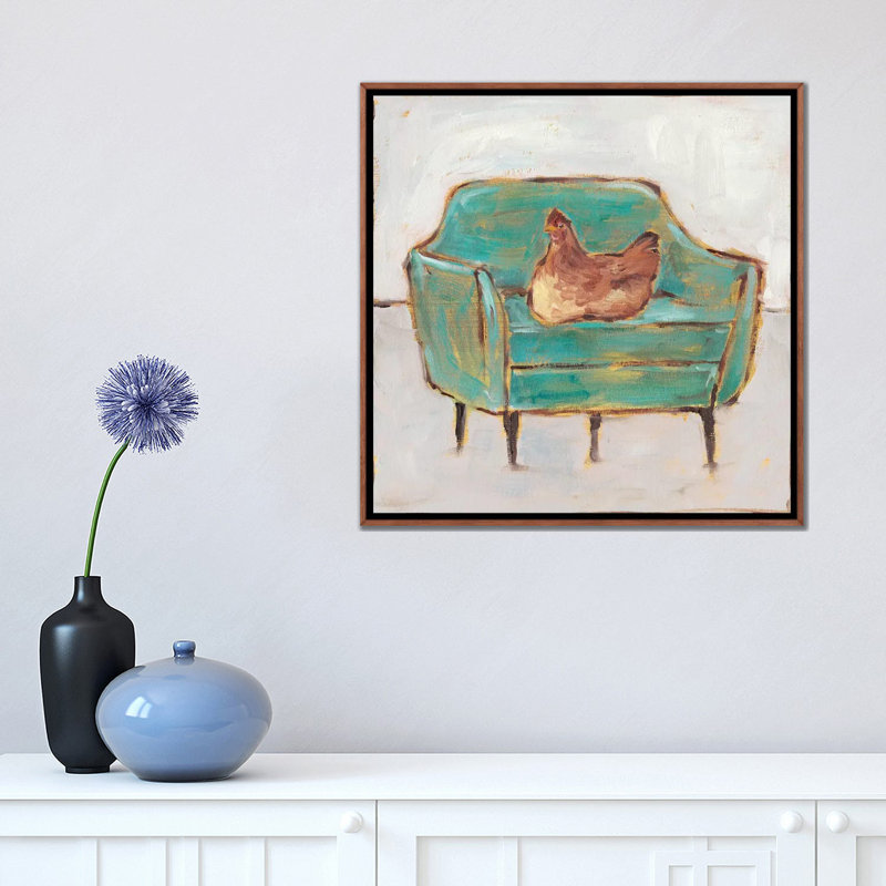 Créature confort par Ethan Harper - reproduction d'art, H 18 po x l 18 po x 1,5 po, Toile classique avec cadre brun