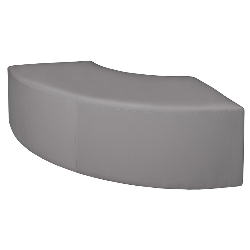 Aurora Curved Vinyl Ottoman, Gray Faux Leather