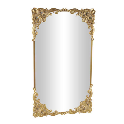 Audranna Gold Metal Scroll Tall Ornate Arched Baroque Room Floor Mirror, 28" x 1" x 48"