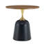 Table ronde en noyer de 23,6 pouces, base en métal, conception nordique, confortable pour diverses activités dans une chambre à coucher avec grain de bois de café, style, salon idéal