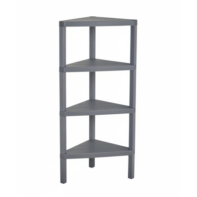 Plastic Modular Triangle Shelf Unit 4 Tiers, Grey