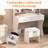 Vanity With Mirror And Lights, Adjustable Color/brightness, 2 Power Outlets/ 2 Usb Ports, White Makeup Desk With Storage Stool, 8 Open Shelves, 2 Drawers, 2 Lipstick Holders, Bottom Shelf