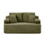 Canapé de sol en velours côtelé de 169 cm avec porte-gobelet et poches latérales, canapé 2 places sans dossier avec coussins supplémentaires, vert